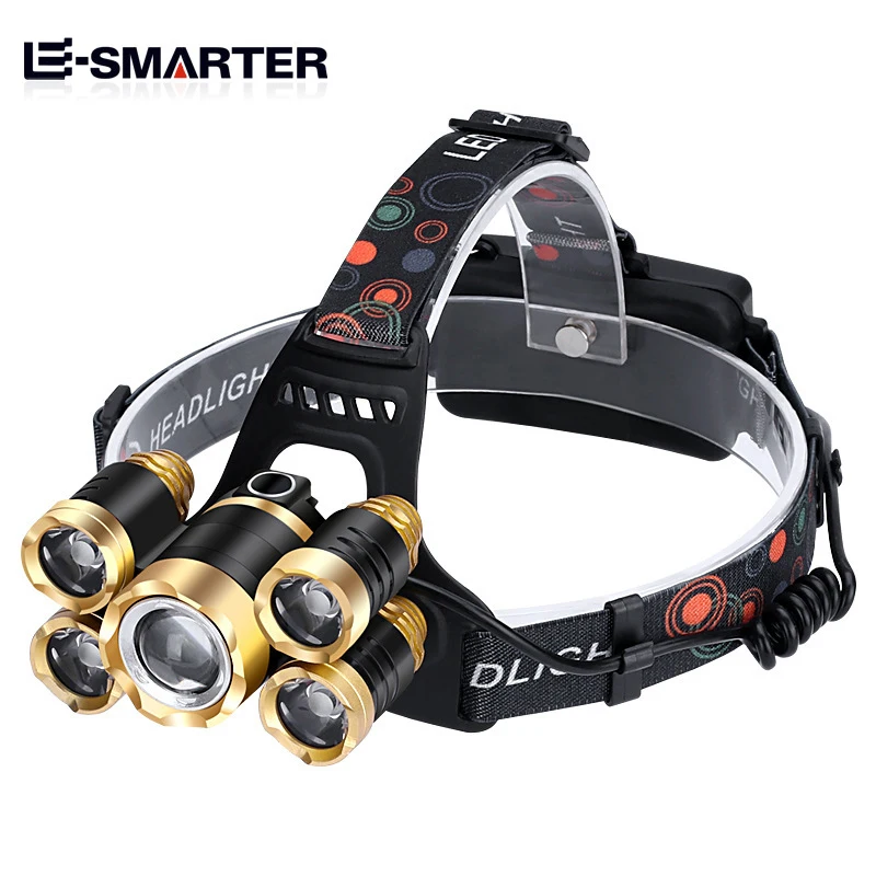 ESMARTER Sensor Headlamp 5 LED Super Bright Headlight Outdoor Camping Waterproof High Power Light Fishing Torch Flashlight