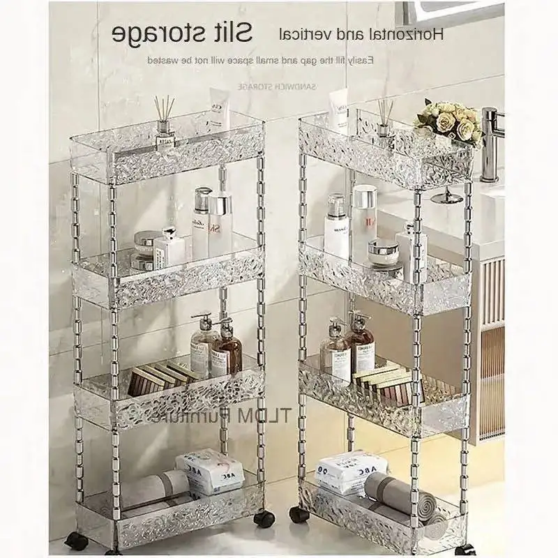Rack Trolley Simple Rack Multi-layer Transparent Storage Bathroom Floor Storage Cabinet Washbasin Toilet Sand Storage Rack