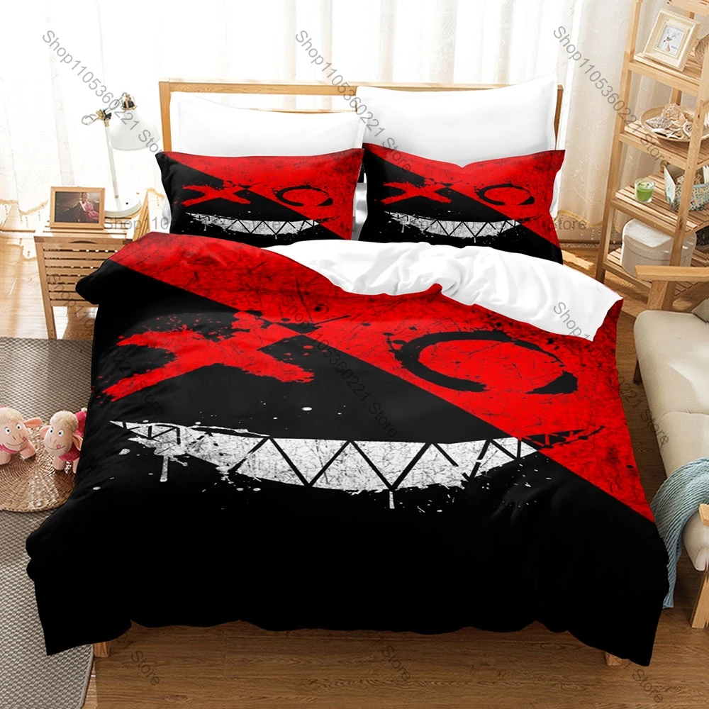 XOXO Devil Smiling Face Themed 3PCS Bedding Set Vivid Print Cozy Microfiber All Season Daily Use