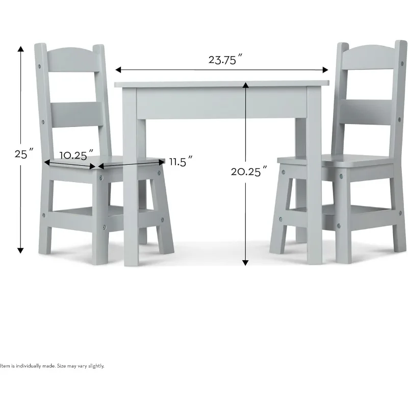 Table & Chairs-Gray Furniture - Wooden Activity Play Table And Chairs Set For Kids