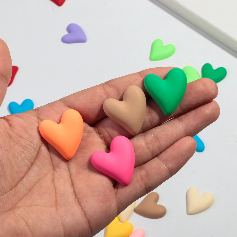 10pcs Cute Matte Acrylic Heart Bead Charms Colorful Love Pendant for Jewelry Accessories Making DIY Hairclip Earrings Wholesale