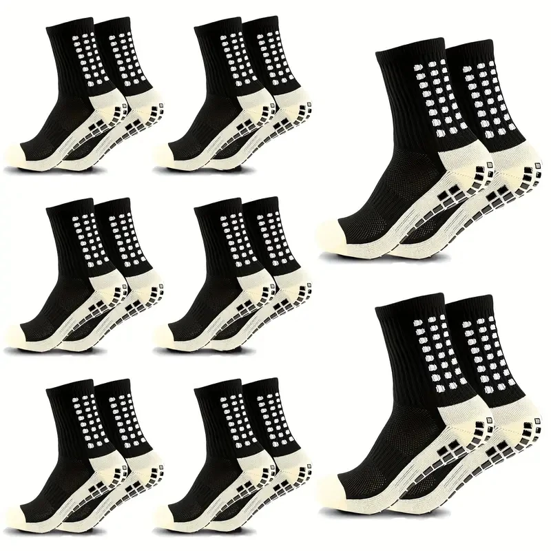 8 Pairs Non-slip Silicone Bottom Football Socks Men Women Sports Socks Breathable Soccer Baseball Socks Outdoor Sport Yoga Socks