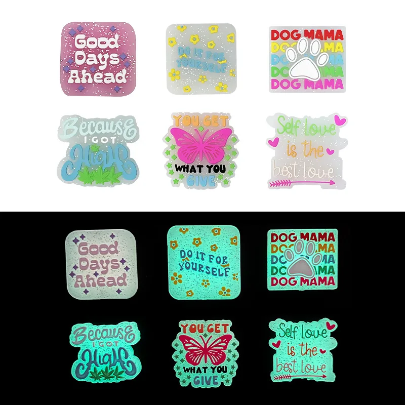 20 piezas cuentas de silicona para fabricación de joyería DIY, collar de cadena de chupete, accesorios de joyería, cuentas de silicona con purpurina que brillan en la oscuridad