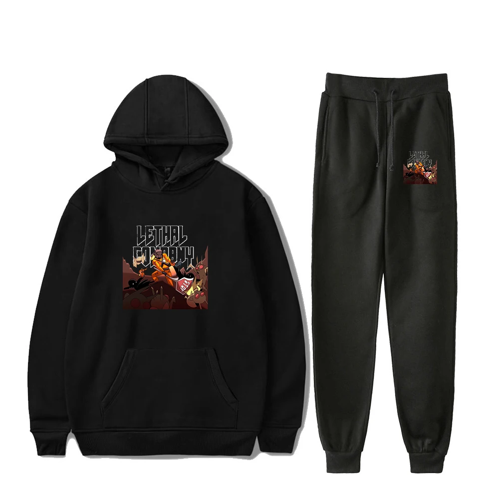 Lethal Company Merch Pullover Hoodie Jogger Pants Two Piece Set Sweatshirts+Sweatpants Harajuku Streetwear Women Men's Set