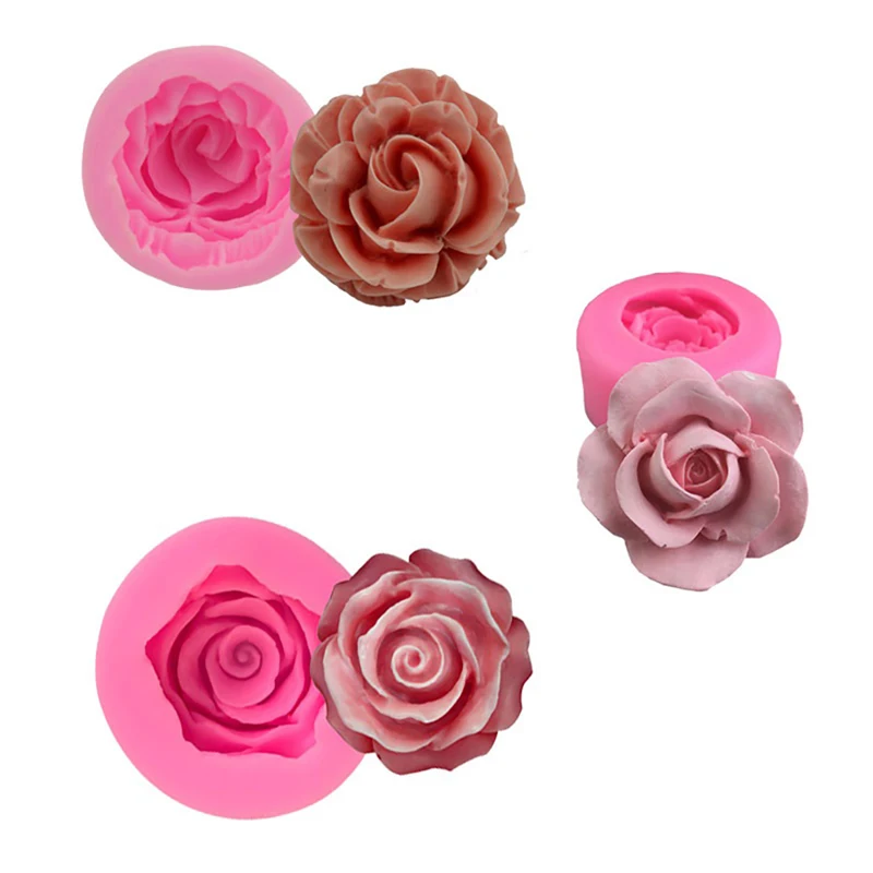 

3D Flower Rose shape Silicone Fondant Soap Cake Mold Cupcake Baking Tool