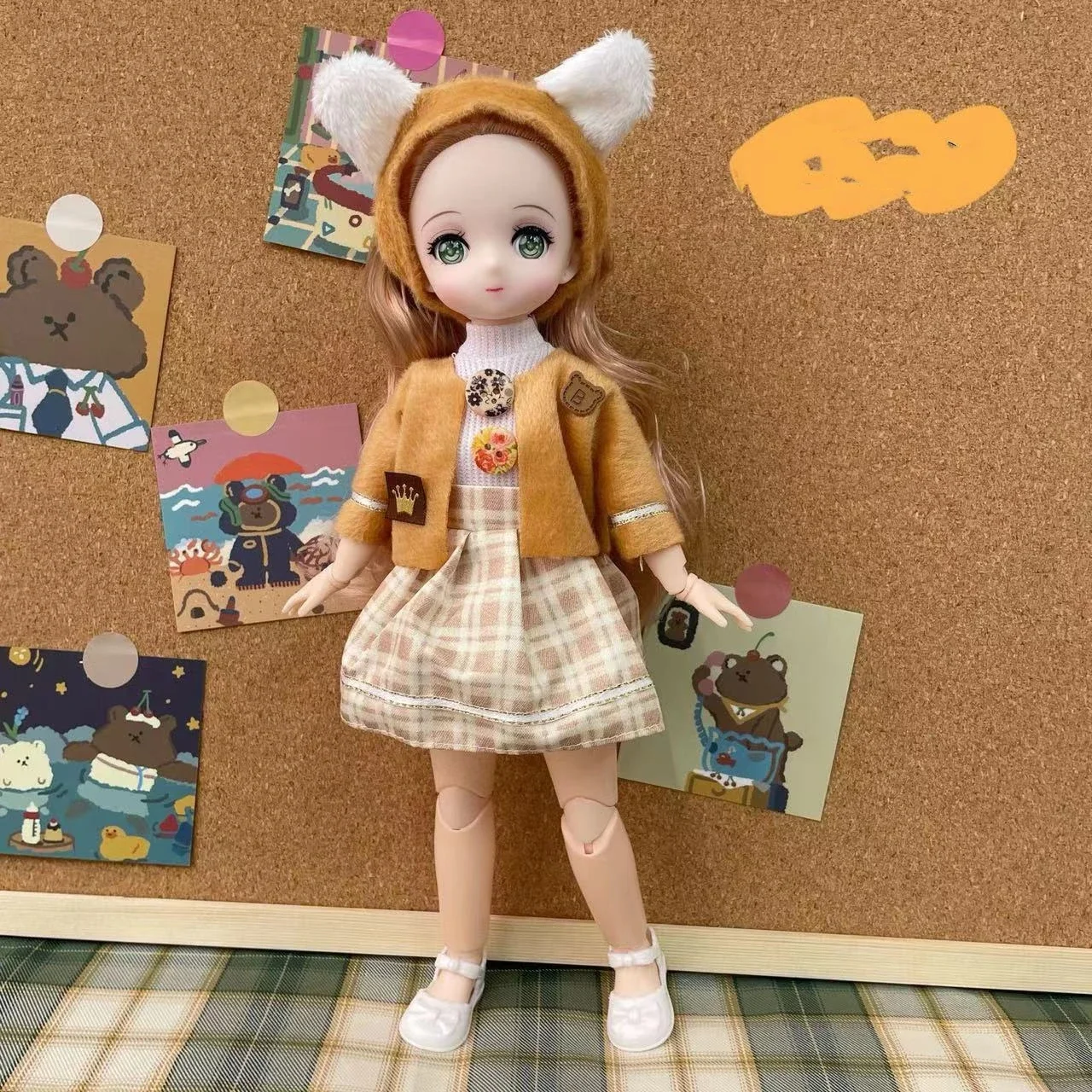 30cm Kawaii BJD Doll Girl 6 Points Joint Movable Doll with Fashion Clothes Soft Hair Dress Up Girl Toys Birthday Gift Doll New