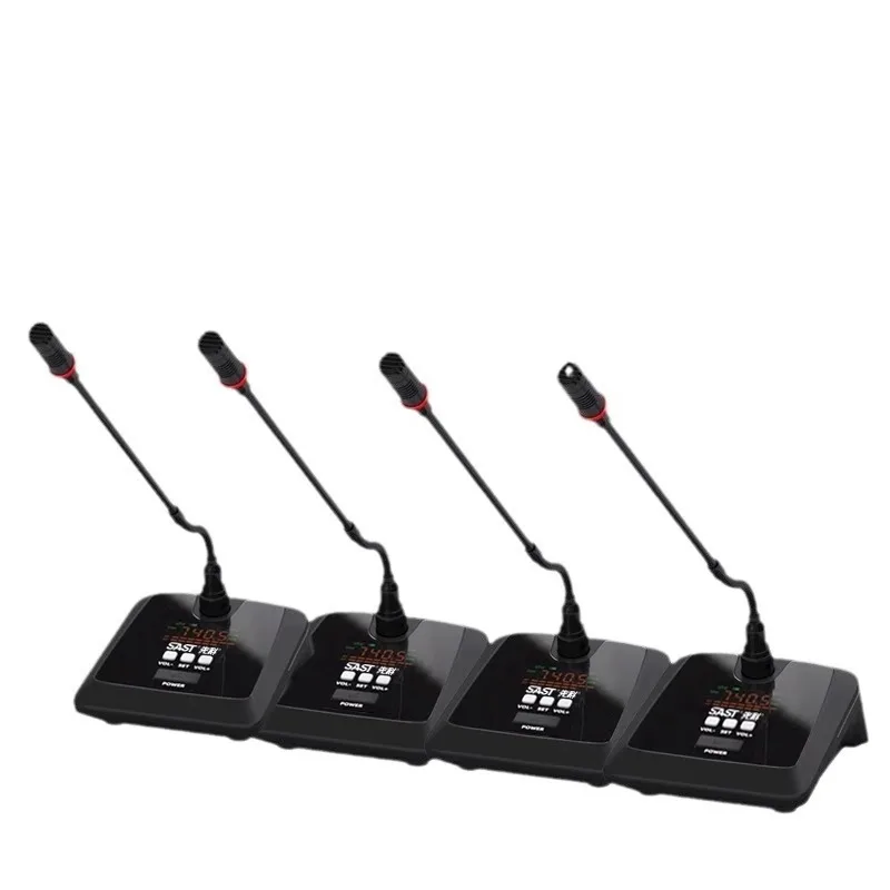 Xianke OK-90A ميكروفون لاسلكي واحد إلى أربعة، ميكروفون FM مخصص لسطح المكتب معقوفة للبث المباشر ومؤتمر FM مخصص