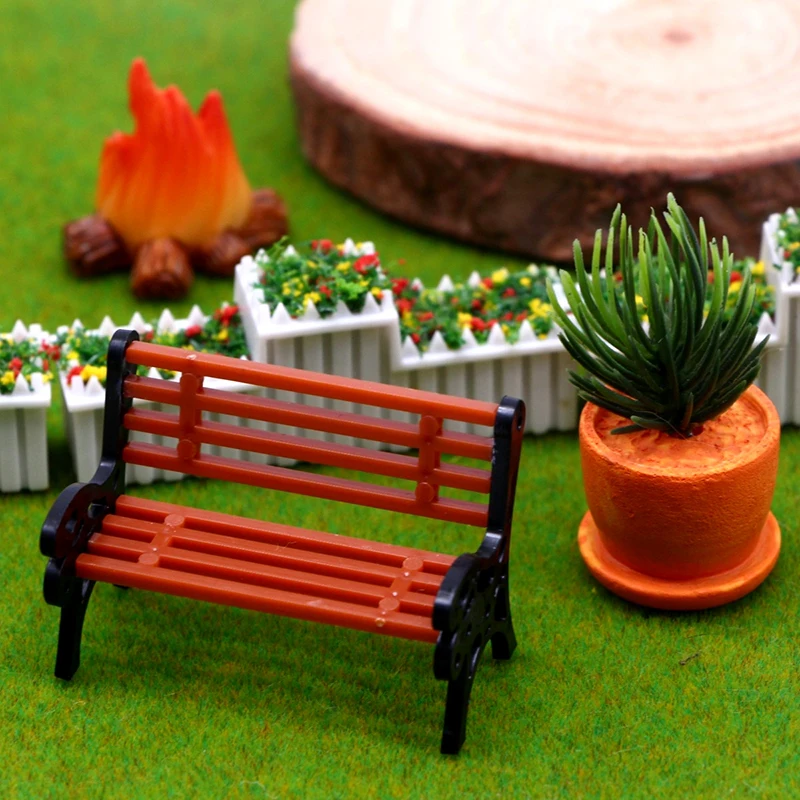 1:12 Dollhouse Miniature Park Bench Recliner Lounge Chair Mini Double Chair Model Garden Decor Toy Doll House Accessories