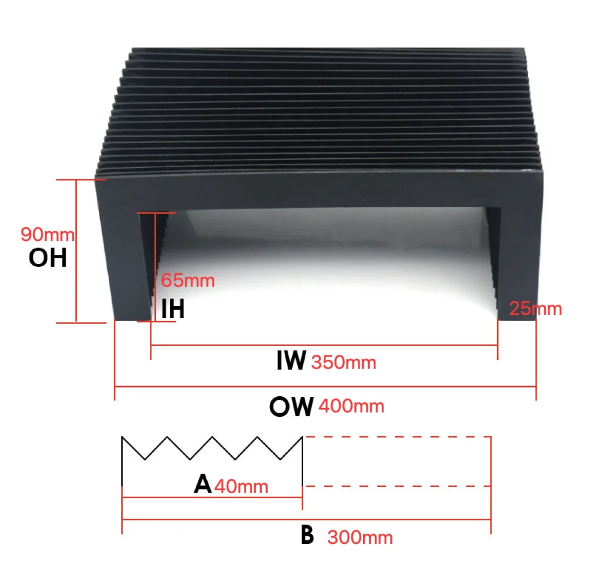 

Customized dust cover Lmax = 300mm with one end closed