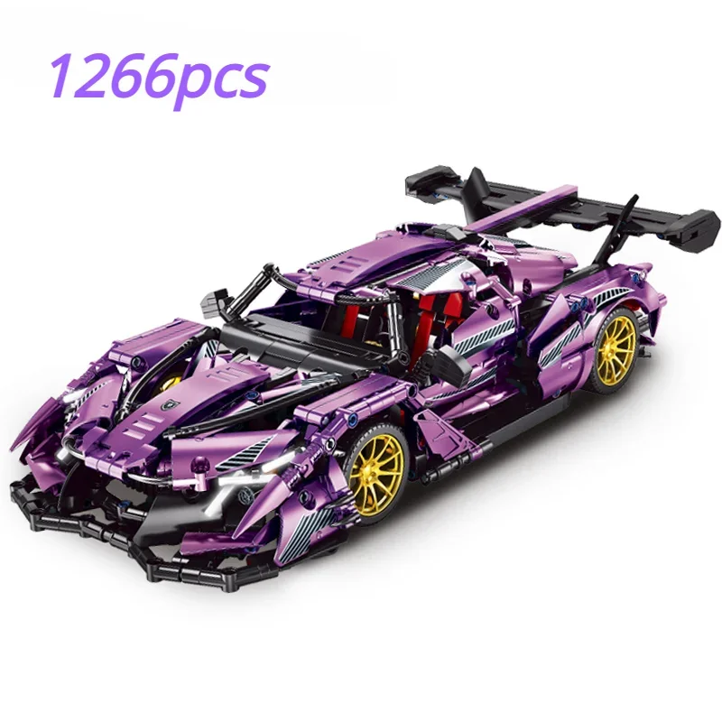 

New Technical 1:14 Plating Purple Apolloed Sports Car Building Blocks Racing Vehicle Assemble Bricks Toys For Adult Kids Gifts