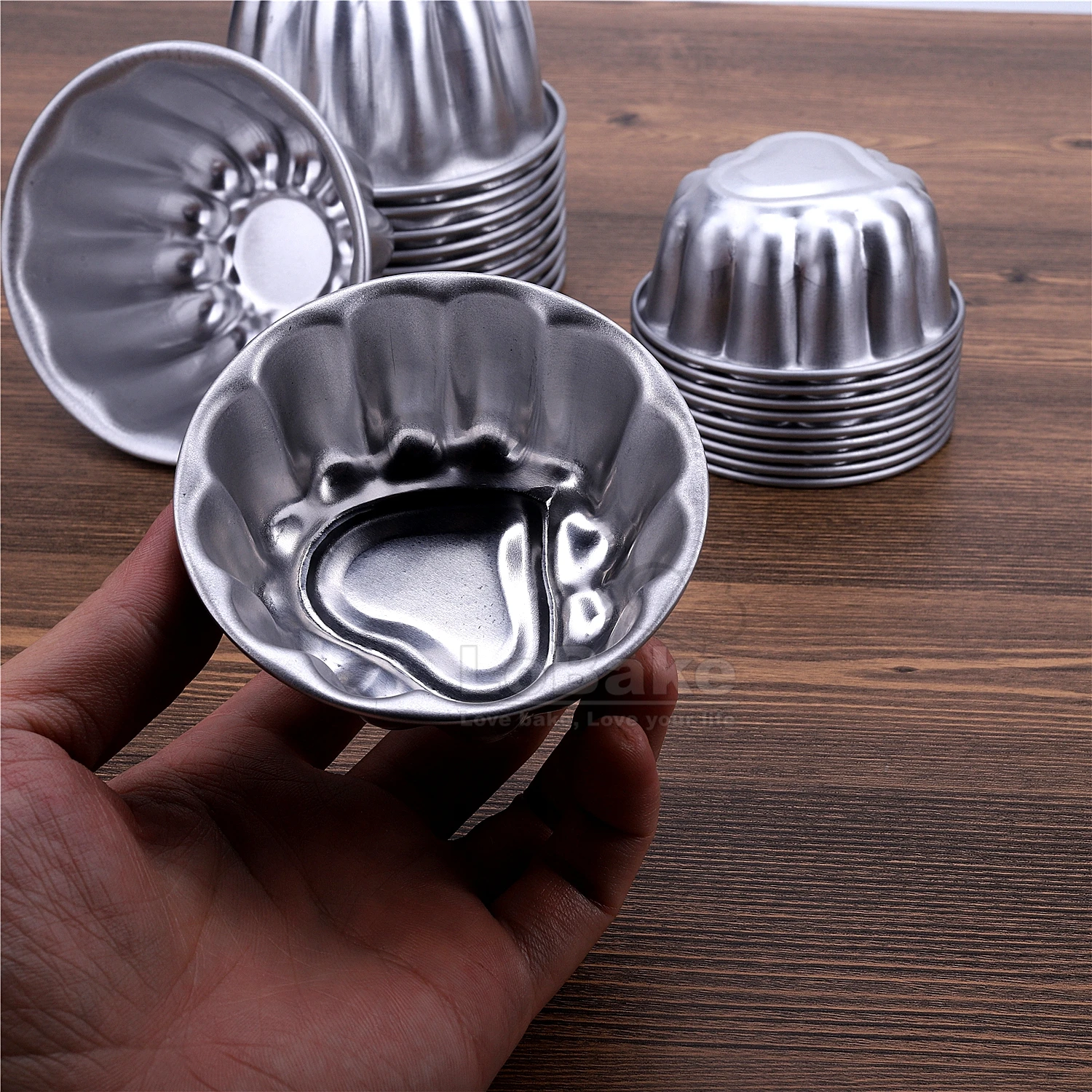 2 Designs Flower Heart Pumpkin Shape Aluminum Cake Mold Metal Pudding Holder Cupcake Cheese Mousse Pan DIY Baking 10pcs A lot