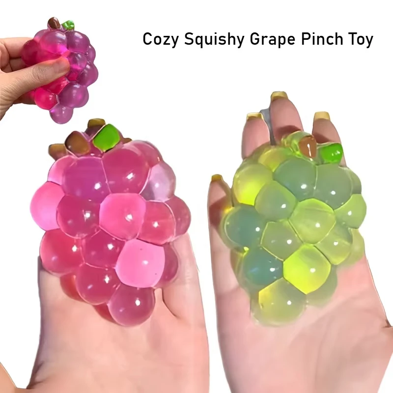 Juguete Antiestrés de Gelatina Transparente con Forma de Uva, Juguete Sensorial de TPR Suave para Aliviar la Ansiedad, Regalo