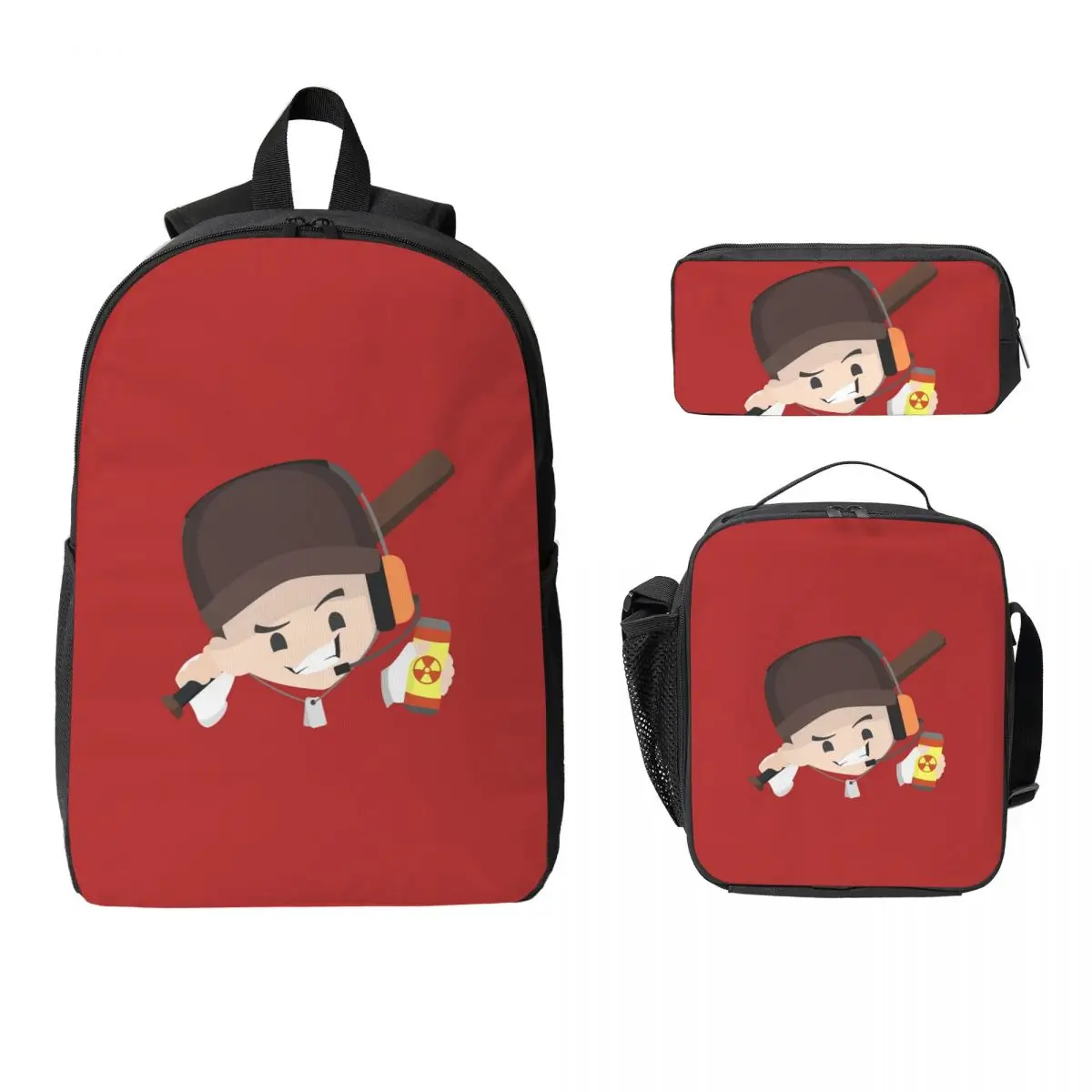 

Team Fortress 2 Backpack Student Boys Girls BookBag School Bag Computer Shoulder Bags 3ps Insulated Lunch Bag Pencil Case