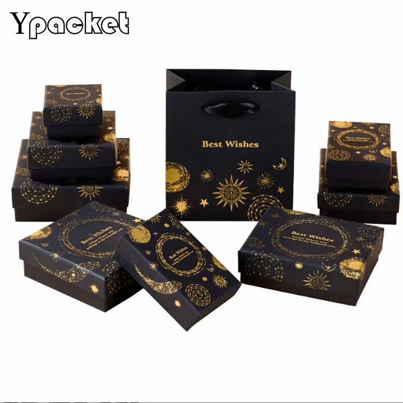 

50 шт./лот, черная коробка из крафт-бумаги для ювелирных изделий, колец, подвесок, ожерелий, сережек, свадебных подарков, органайзер для украшений (на заказ)