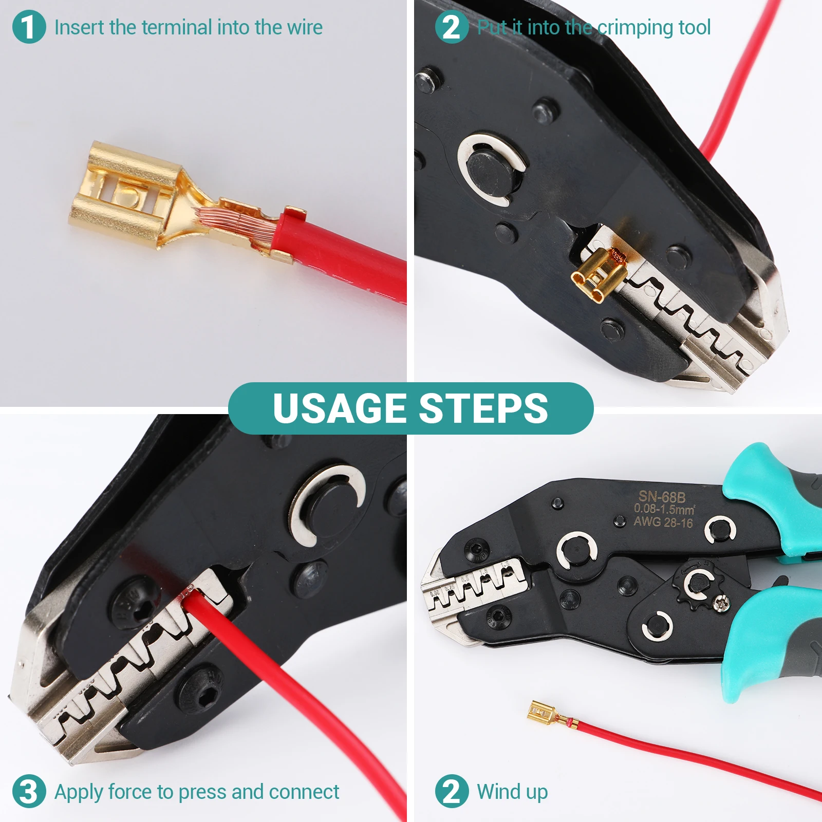 Non insulated Open Barrel Terminals Connectors Electrical Crimping Tools Pliers For Dupont JST TE Molex PCIE SATA Crimper SN-68B