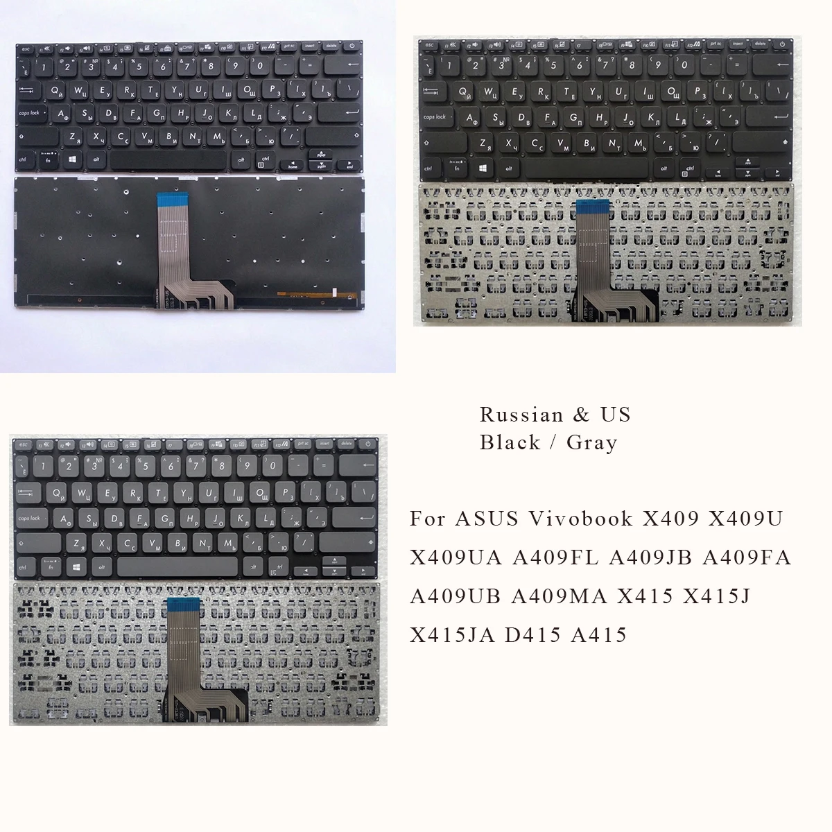 New Russian & US Keyboard for ASUS Vivobook A409FA A409UB A409MA X409 X415 X409U X409UA X409FA D409 F409 M409 M415 A409 BACKLIT