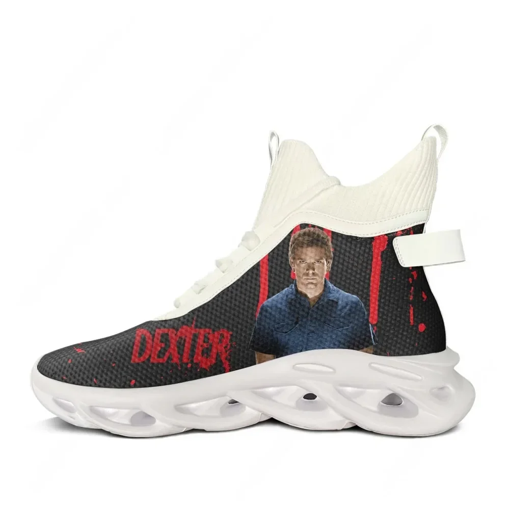 

Кроссовки Dexter High Top Flats Sneakers TV Show Morgan, мужские и женские спортивные кроссовки для бега, сетчатая обувь на шнуровке, обувь на заказ