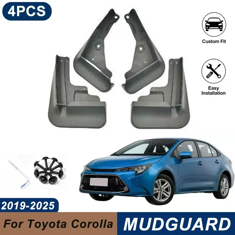 4PCS Car Mud Flaps For Toyota Corolla 2019-2025 Waterproof Anti-Splash Fender Mudguards Auto Exterior Accessories