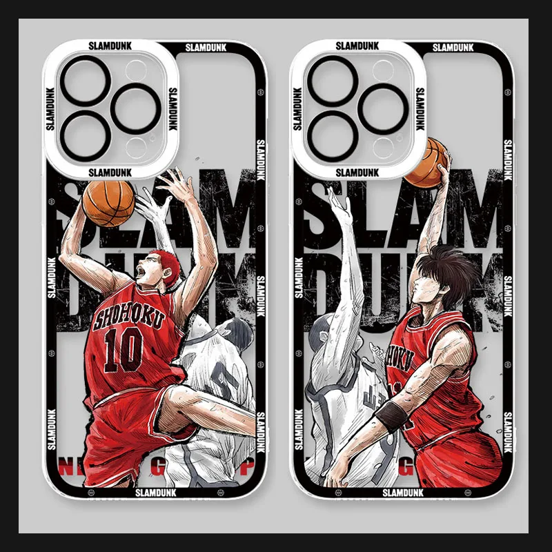 Anime Slam Dunk Clear Phone Case For iPhone 16 Pro Max 15 14 Plus 13 12 11 Pro XR XS X 8 7 SE 2020 Printing Soft Silicone Cover