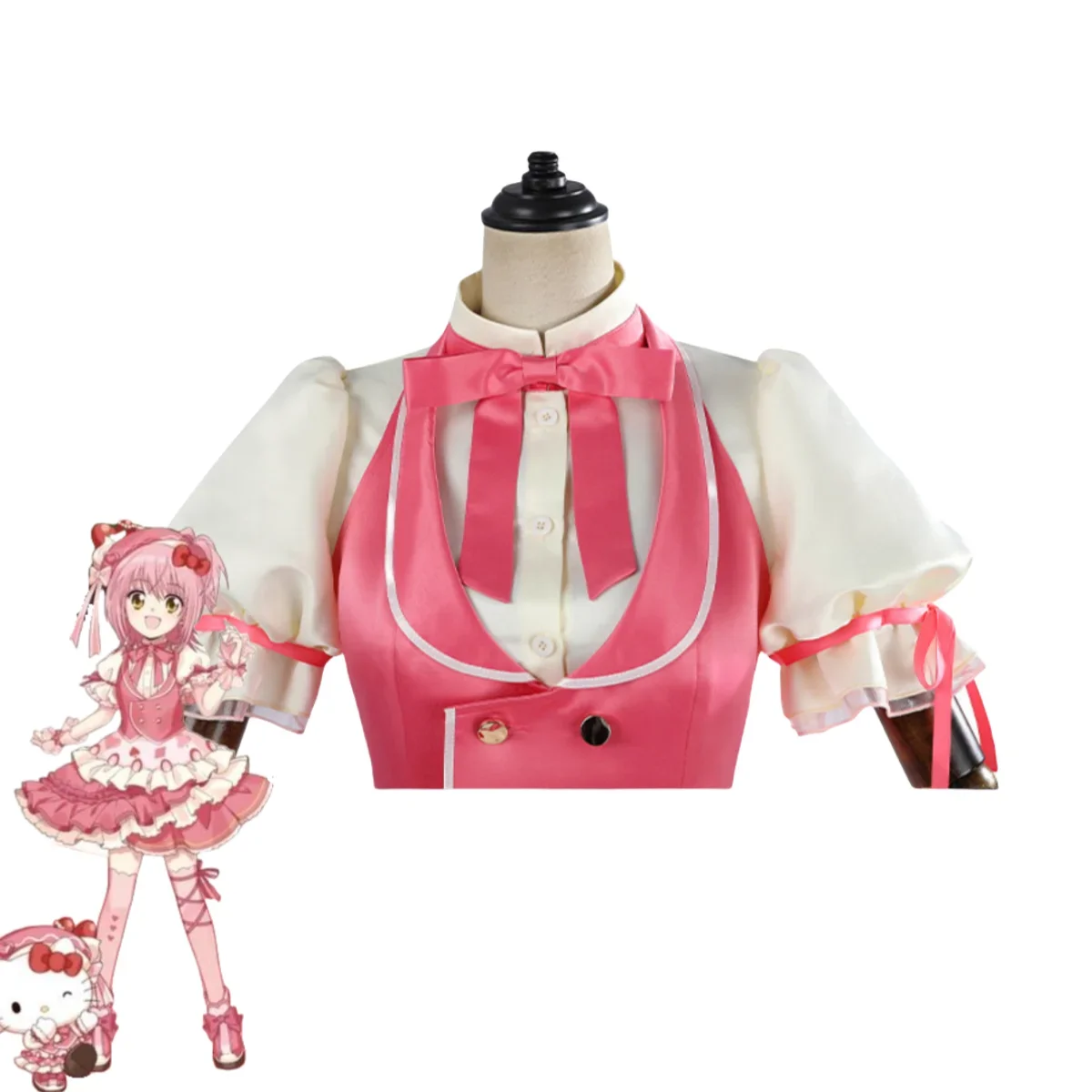 XQAnime Shugo Chara Hinamori Amu Cosplay Costume Pink Princess Dress Lolita Skirt Waistcoat Wig Woman Cute Birthday Party Suit view 5