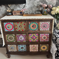 Vintage American Dresser with Painted Drawers - Sturdy Multi-Layer Storage Cabinet for Living Room/Bedroom Solid Wood Organizer