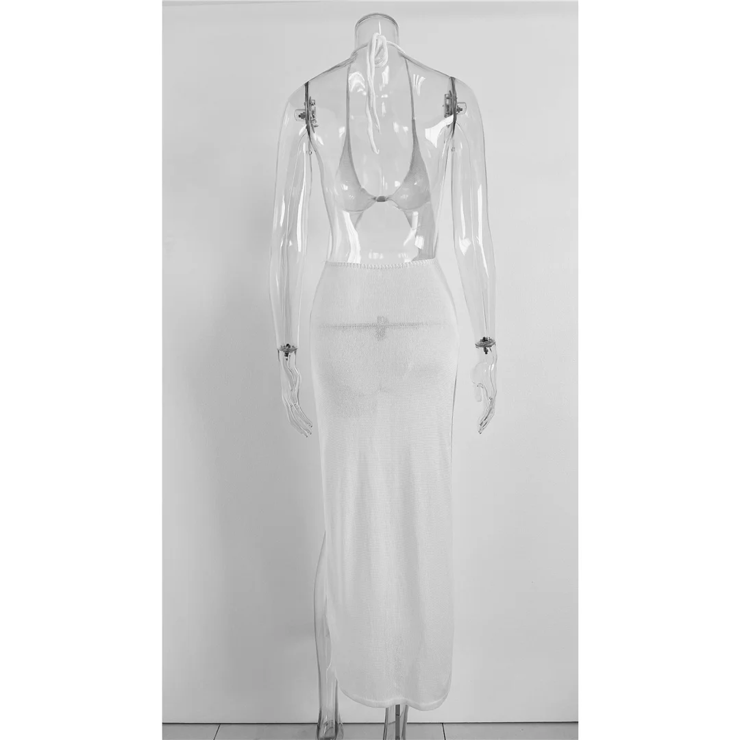 Sexy Strick-Neckholder-Kleid mit V-Ausschnitt und Schlitz, Maxikleid für Damen, 2026, schickes rückenfreies Partykleid mit Cut-Outs, Party-Badebekleidung, Cover-up V6164 – Detail 10