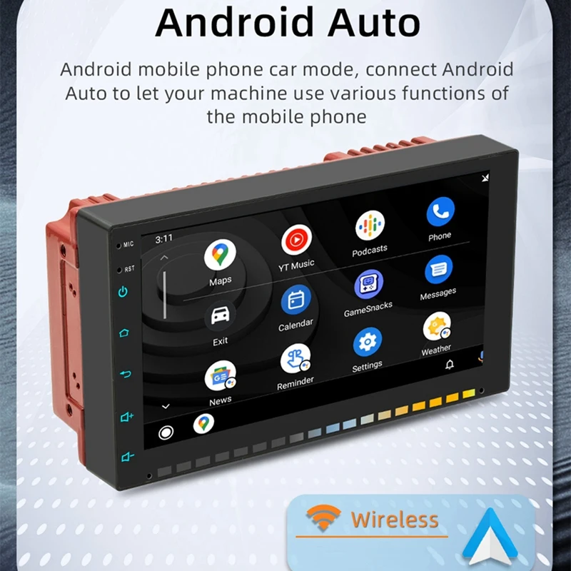 Double Din Car Stereo Carplay & Android Auto, 7 Inch RGB Car Radio Touchscreen Bluetooth, Car Audio With FM, Rear Camera Durable