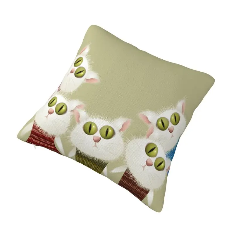 Custom Funny Cute Cats Crowd Pillowcase Nordic Cushion Cover Velvet Pillowcase