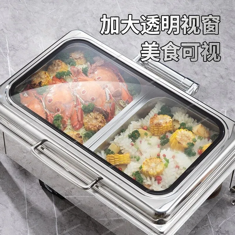 Stainless Steel Electric Buffet Warmer Visible Flip Top Commercial Food Heating Equipment For Hotel Restaurant