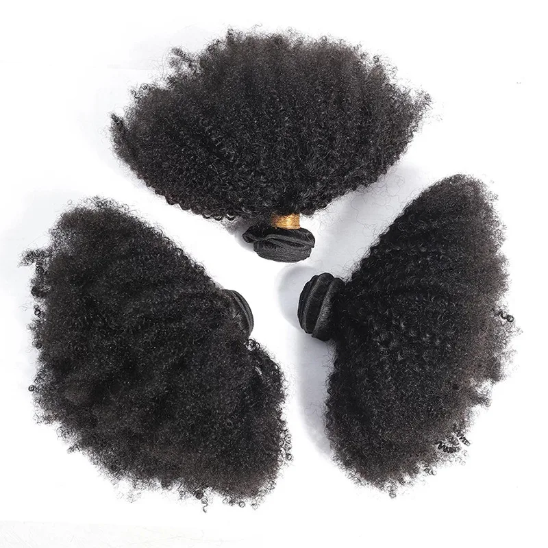 Afro-Kinky-Locken-Haarverlängerung aus Echthaar in natürlicher Farbe, doppelt gewebt, hitzebeständig, kein Ausfallen, weiche Textur – Detail 3