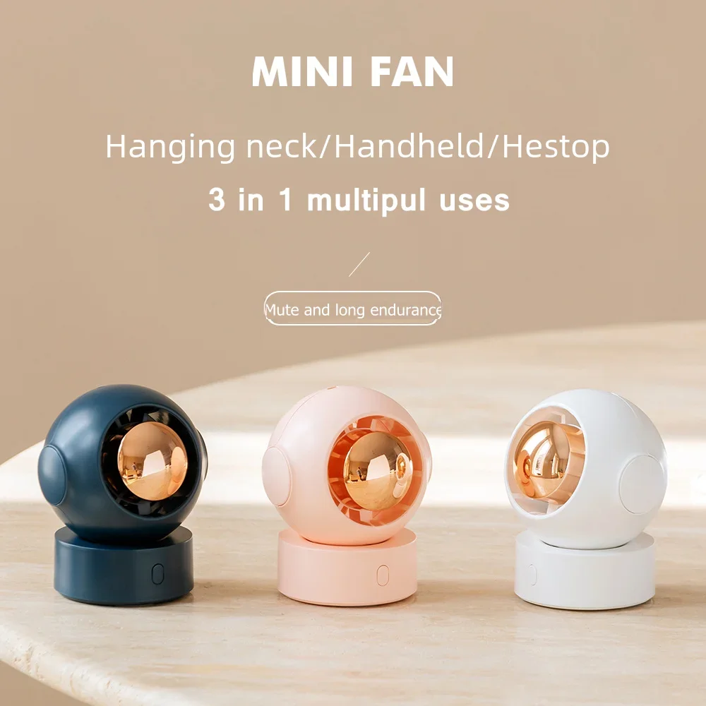 Mini Portable Astronaut Small Handheld Halter Neck Fan, USB Rechargeable Air Cooler for Home Office Room, Desk Fan, Ultralight