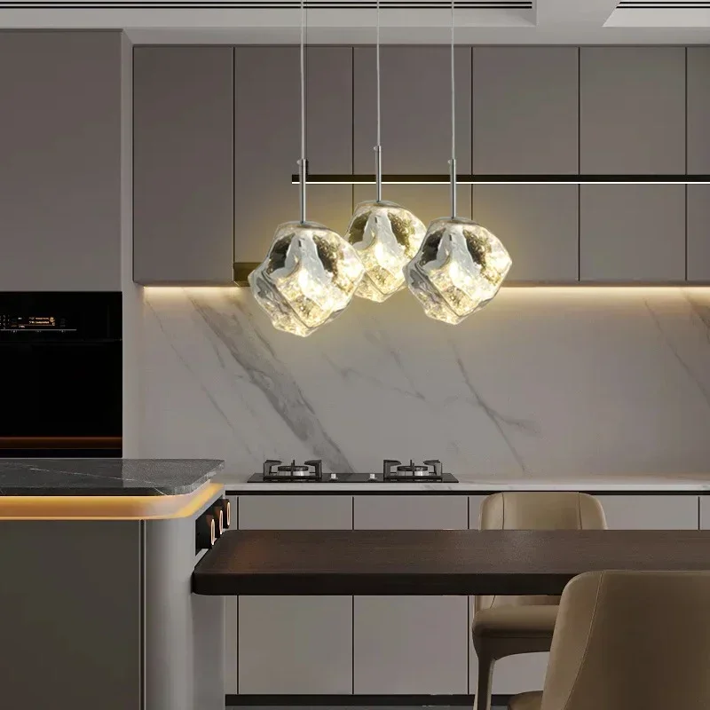 Imagem -02 - Nordic Led Glass Pendant Lights Lava Glass Ice Cubes Decoração de Casa Lustre Fit For Corredor Cabeceira Quarto Corredor Estudo Salas de Jantar