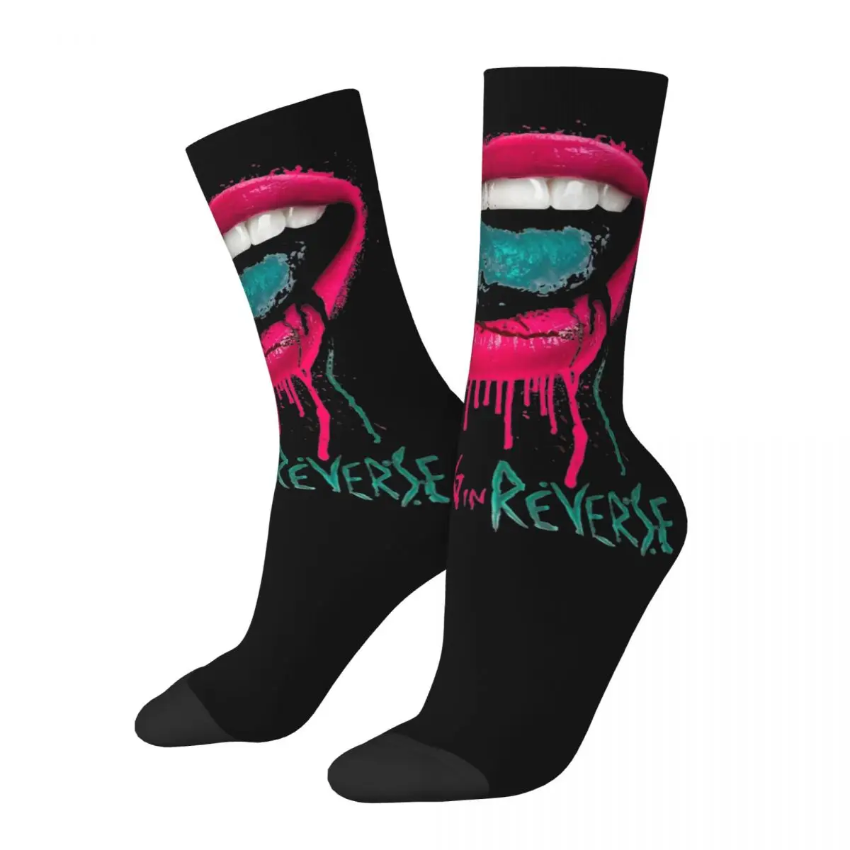 Fashion Falling In Reverse Sexy Lips Soccer Socks Polyester Crew Socks for Women Men Sweat Absorbing