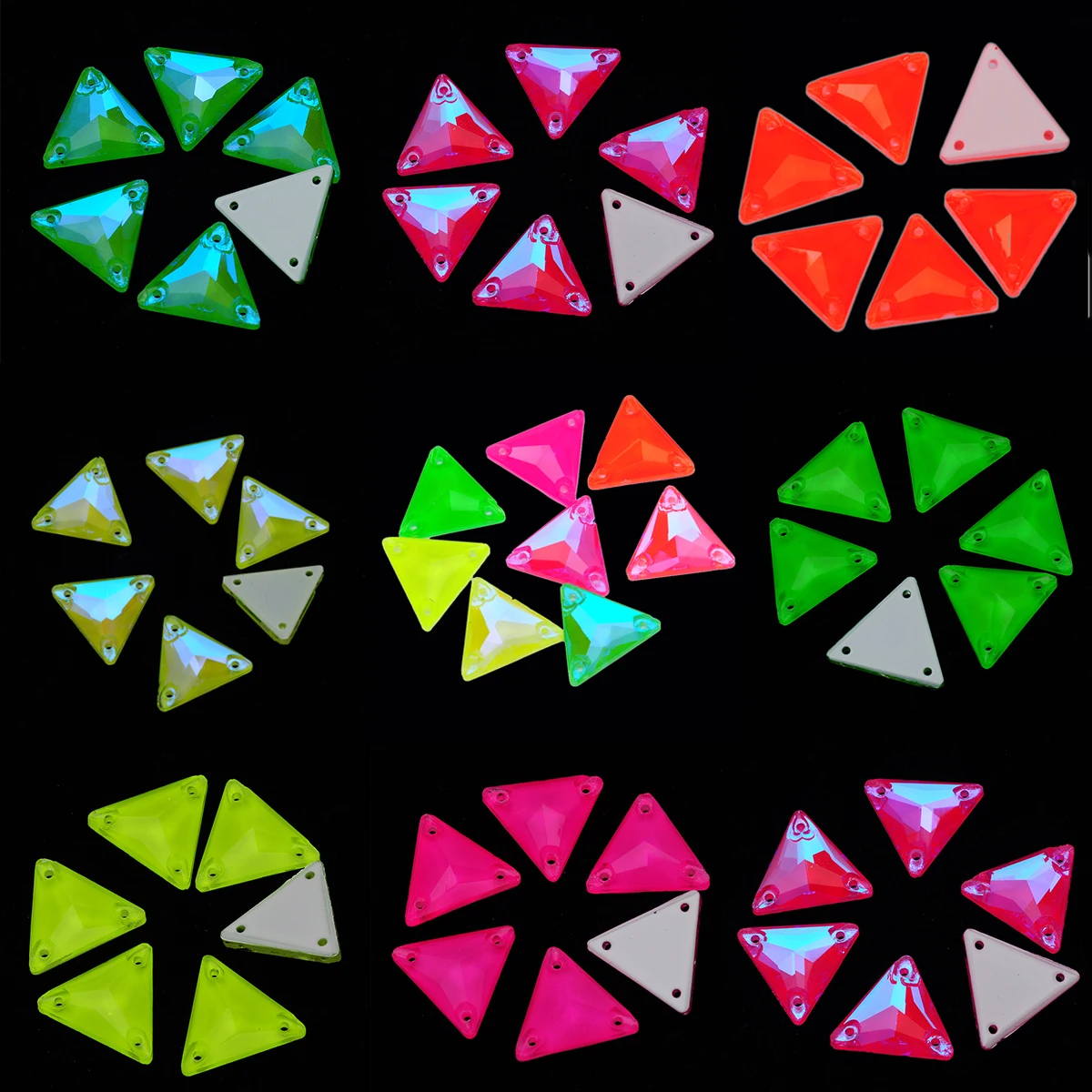 3270 Dreieck 16mm Fluoreszierende Leuchtende Neon-Acryl-Strasssteine für Jacken, DIY-Schmuck und Kleider – Detail 9
