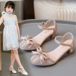 Baby Girls Princess Shoes Elegant Kids Beaded Sandals Comfortable Stiletto Crystal Catwalk Fashion Spring/summer Students