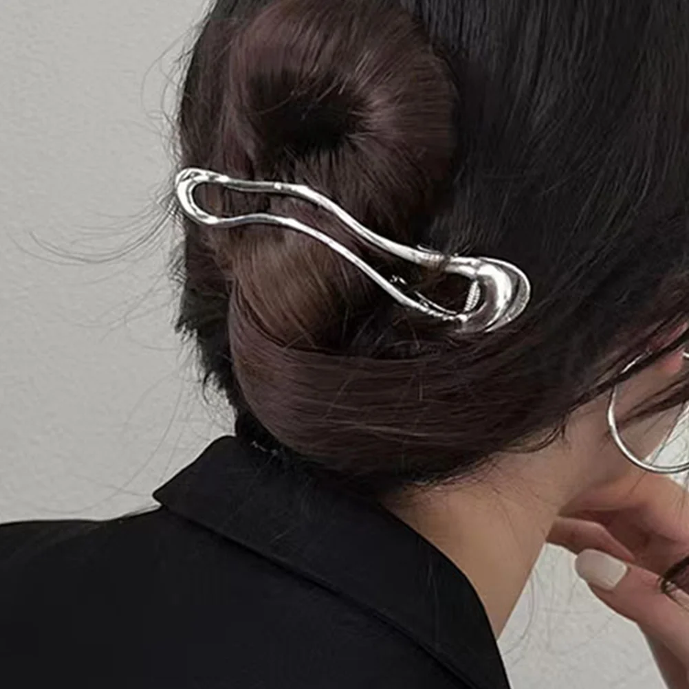 

2 Pcs Metal Hairpin Clips for Styling Banana Thick Ponytail Small Alloy Claw Girls Miss
