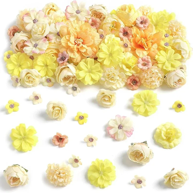 20 Teile/satz 4 cm Seide Rose Künstliche Gänseblümchen Blütenköpfe für Handwerk Kranz Hochzeit Dekor DIY Tisch Home Room Decor gefälschte Blumen – Detail 15