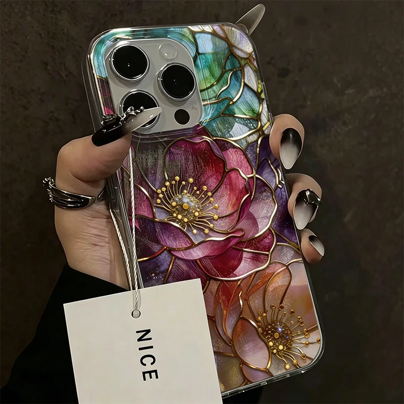 For iPhone 17 Air 17e 16e 16 15 14 13 12 11 Pro Max XS XR 7 8 Plus Minimalist Flower Elements Fashion Artistic Phone Case Cover