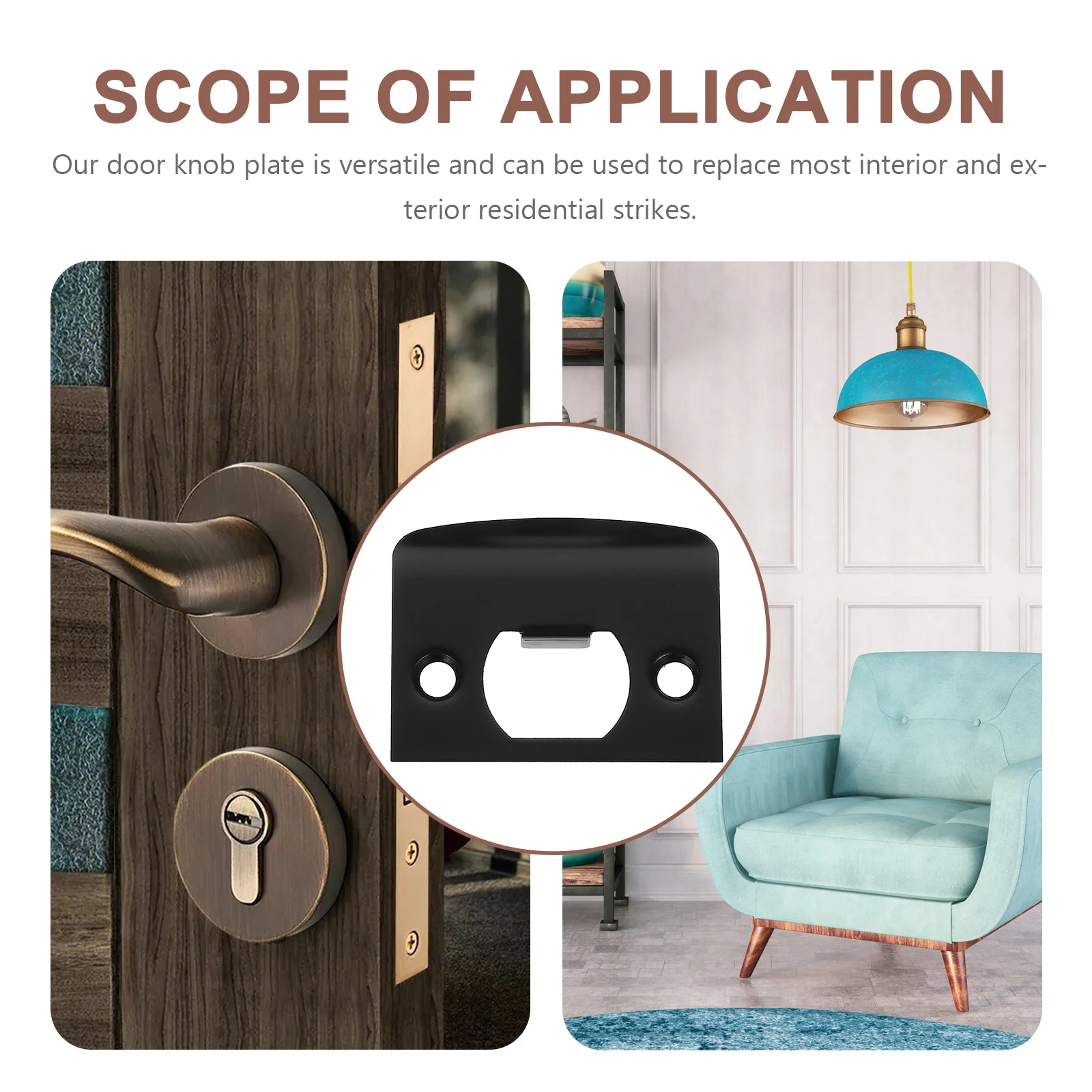 

4pcs Strike Plate For Lock Metal Door Latch Plate, Durable Strike Plates For Interior Exterior Doors, Deadbolt Cover Plate,