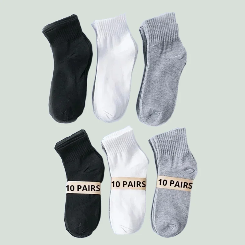 

10 Pairs 2024 Office Casual Business Sock Sneakers Shoes Stocking Work Socks New High Quality Men's Breathable Mid Tube Socks