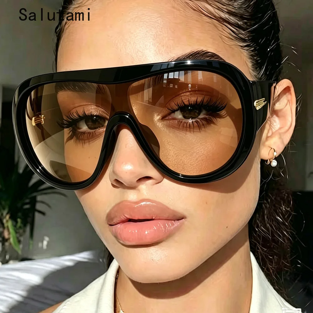 Super Big Frame One Piece Sunglasses for Women New Fashion Brand Mask Style Y2K Sun Glasses Men Retro Punk Cool Outdoor Eyewear