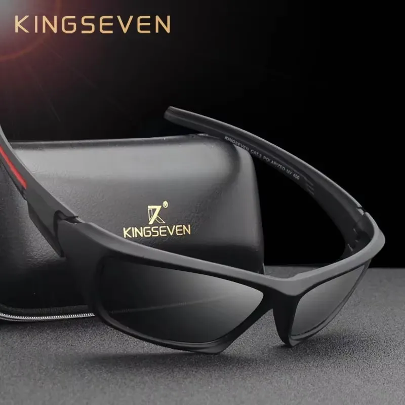 KINGSEVEN Fashion Polarized UV400 Sunglasses Men Cycling Luxury Brand Designer Vintage Driving Sun Glasses Goggles Shadow