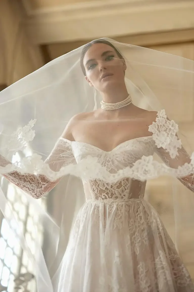 Robe De mariée en dentelle personnalisée Larga Sencillo y Elegante robes Para Por La Iglesia Boda Noivas Robe MarieeVestido De Novia