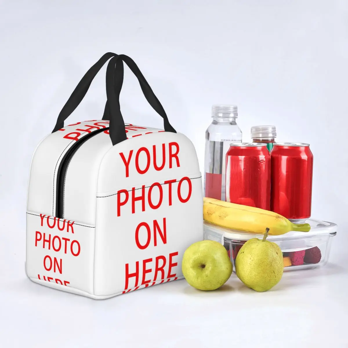 Family Pets Custom DIY Logo Insulated Lunch Tote Bag for Women Customized Photo Print Resuable Cooler Thermal Bento Box School