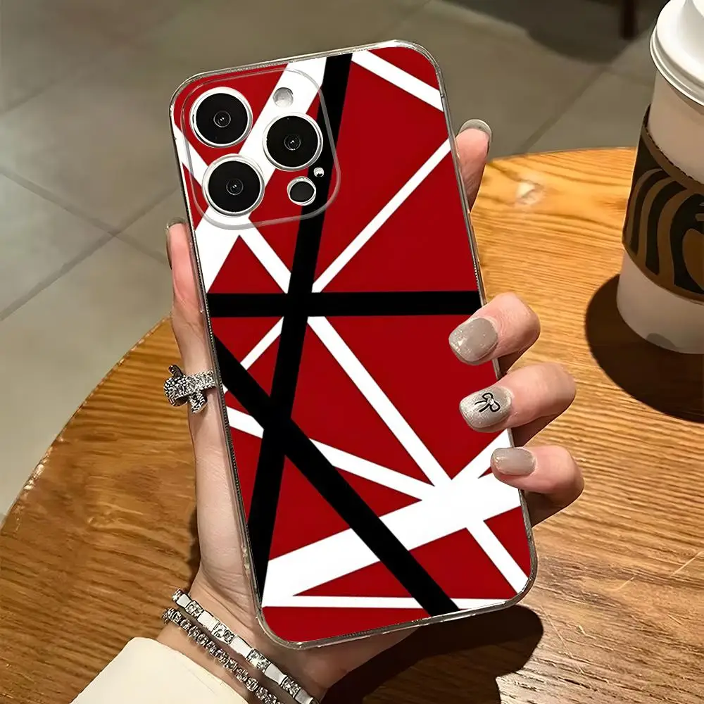 Eddie Van Halen Graphic Guitar Phone Case For Iphone 15 Pro Max 14 16 Plus 11 12 Mini 13 Pro 7 8 X XR XS SE Transparent Cover