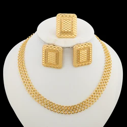 Jewelry Set for Party African Square Design Earrings and Necklace Weddings Bride Jewellery Accessories Gifts
