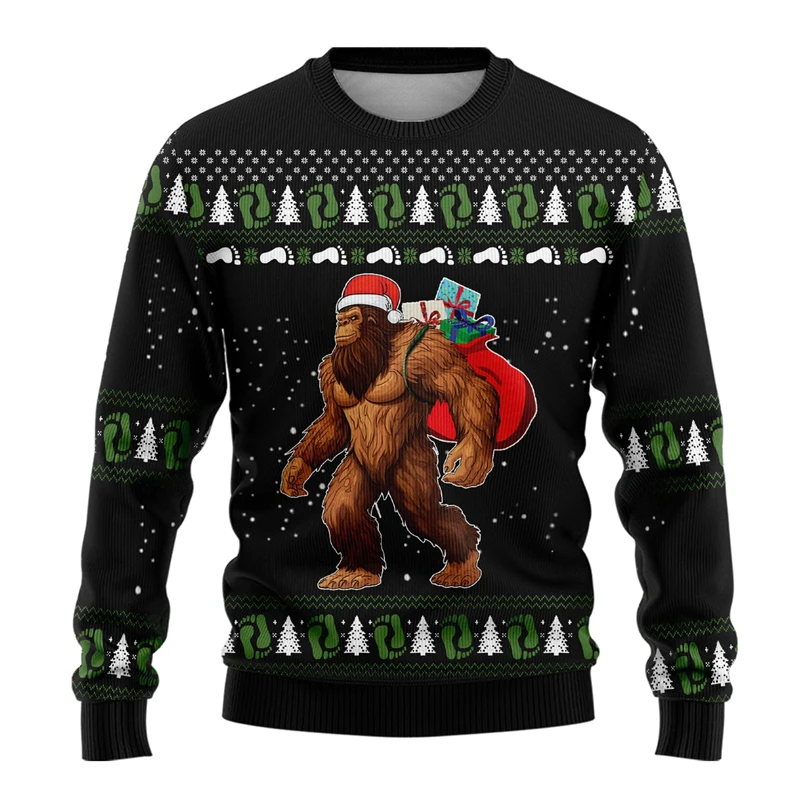 Fashion Bigfoot Graphic Ugly Christmas Sweater Snowflake Orangutan Xmas Kids Sweatshirt Loose Harajuku Pullovers Tracksuit 2025