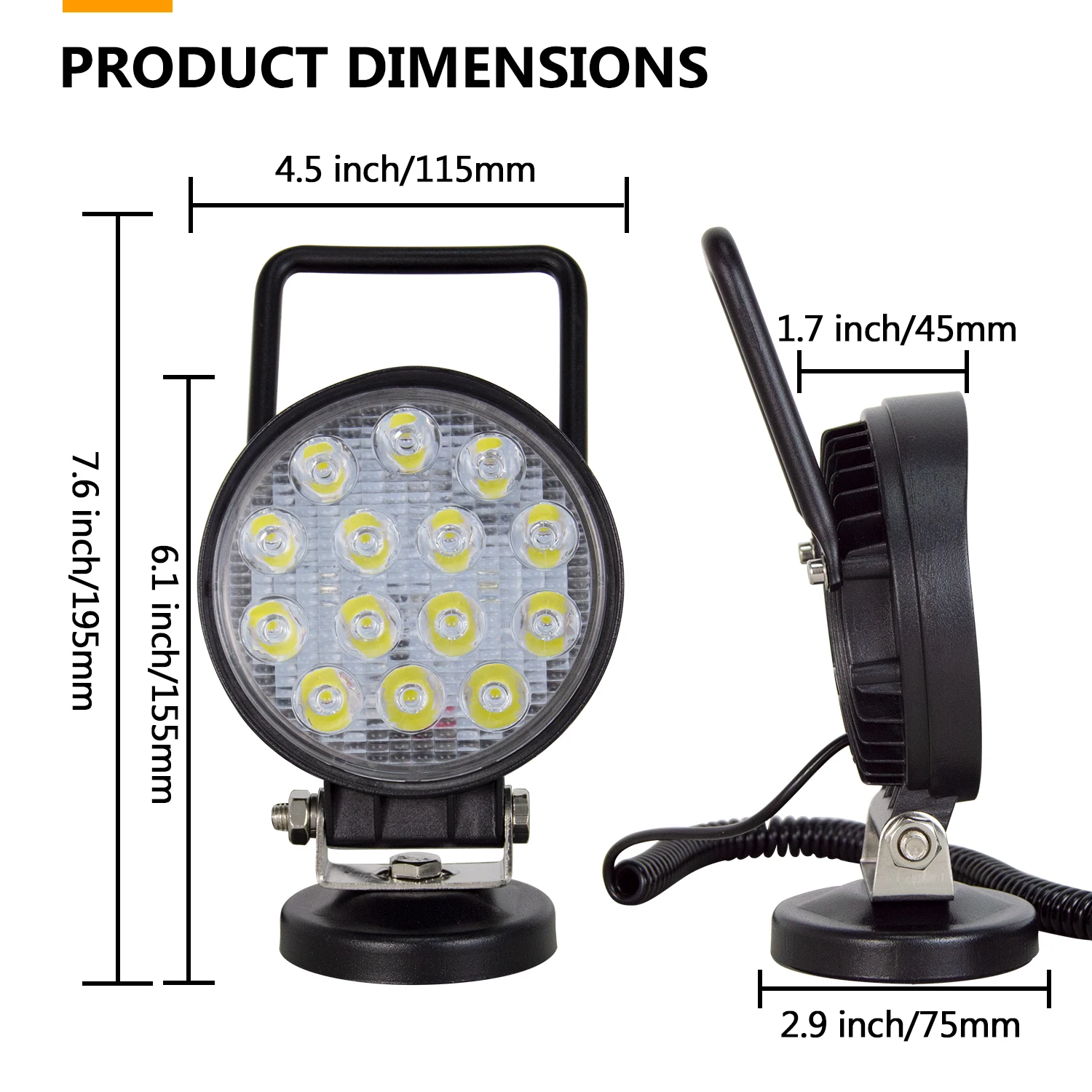 4 Zoll tragbares LED-Arbeitslicht 27 W 42 W 48 W Flutlicht-Magnetfußlampe Auto LKW Fahren Offroad 4WD 4x4 SUV ATV UTV 12 V 24 V – Detail 10