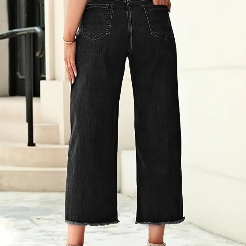 

Свободные повседневные брюки, женские модные эластичные джинсовые брюки больших размеров, удобные брюки свободного кроя, трансграничная новая модель 2025