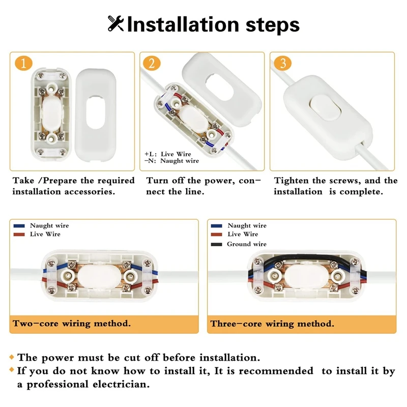 5Pcs Inline Switch Torpedo Switch 6 Amp Lamp Switch Inline Rocker, AC 250V Replacement Inline Cord Switch